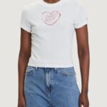 T-shirt Tommy Hilfiger Jeans TJW SLIM SH HEART TE Panna - Foto 1