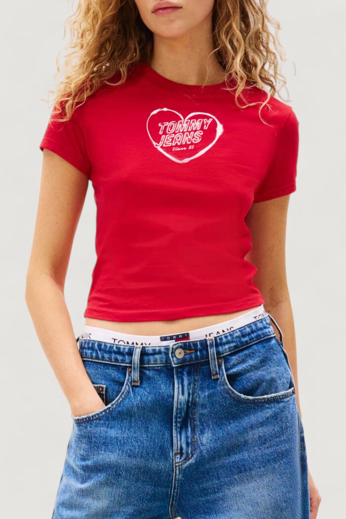 T-shirt Tommy Hilfiger TJW SLIM SH HEART TE Rosso – DW0DW21390