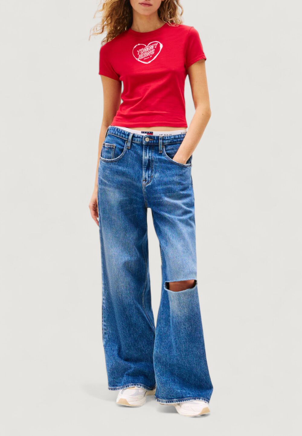 T-shirt Tommy Hilfiger Jeans TJW SLIM SH HEART TE Rosso - Foto 2