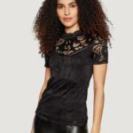 T-shirt Vila Clothes VISTASIA S/S LACE Nero - Foto 1