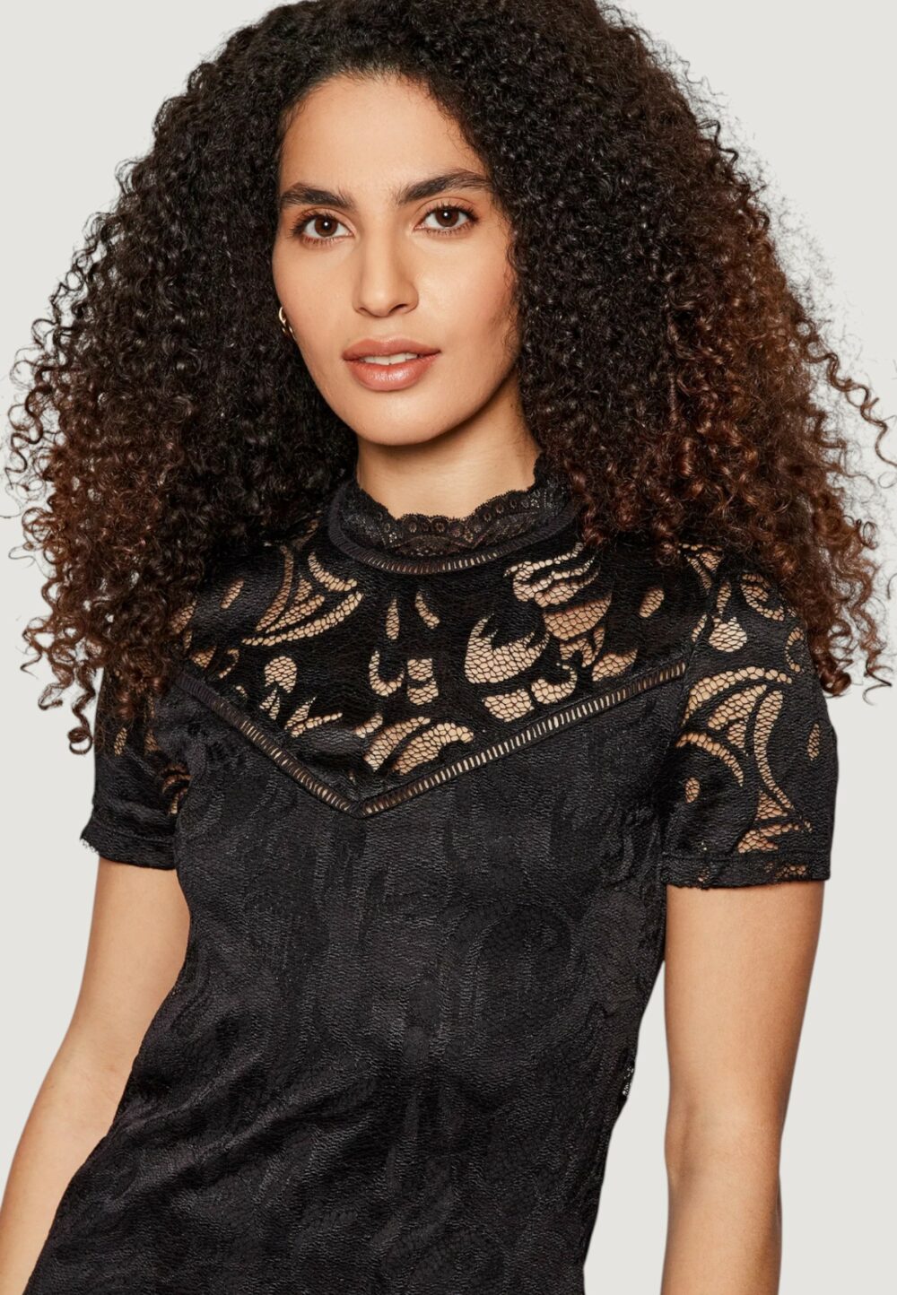 T-shirt Vila Clothes VISTASIA S/S LACE Nero - Foto 2