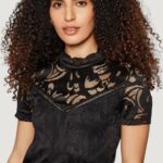 T-shirt Vila Clothes VISTASIA S/S LACE Nero - Foto 2