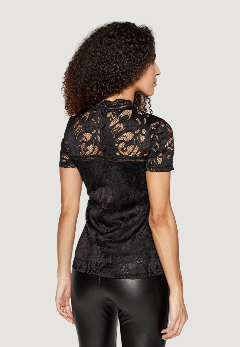 T-shirt Vila Clothes VISTASIA S/S LACE Nero - Foto 4