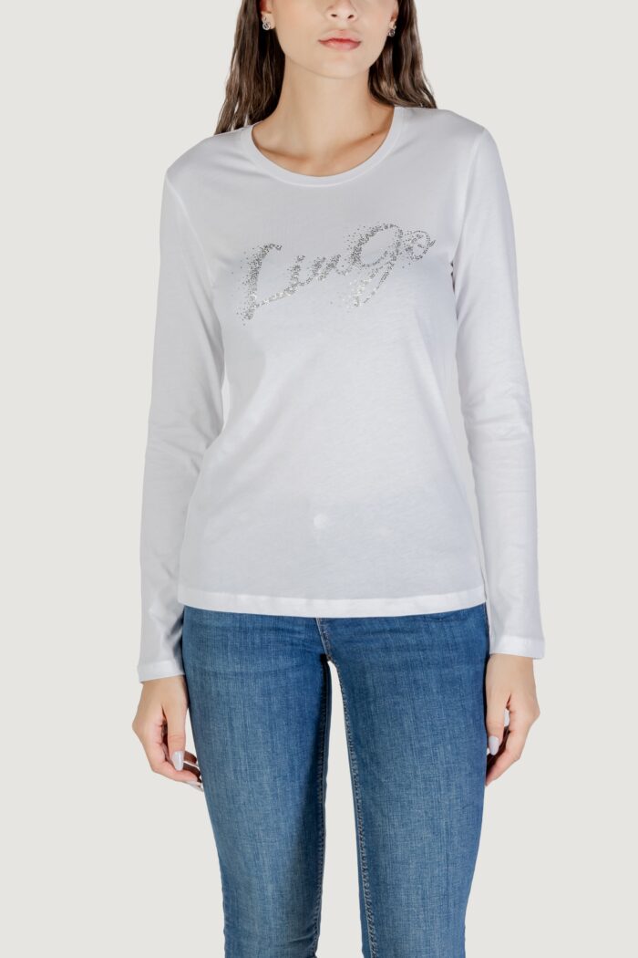 T-shirt manica lunga Liu-jo ECS T-SHIRT MODA M/L Bianco – Argento