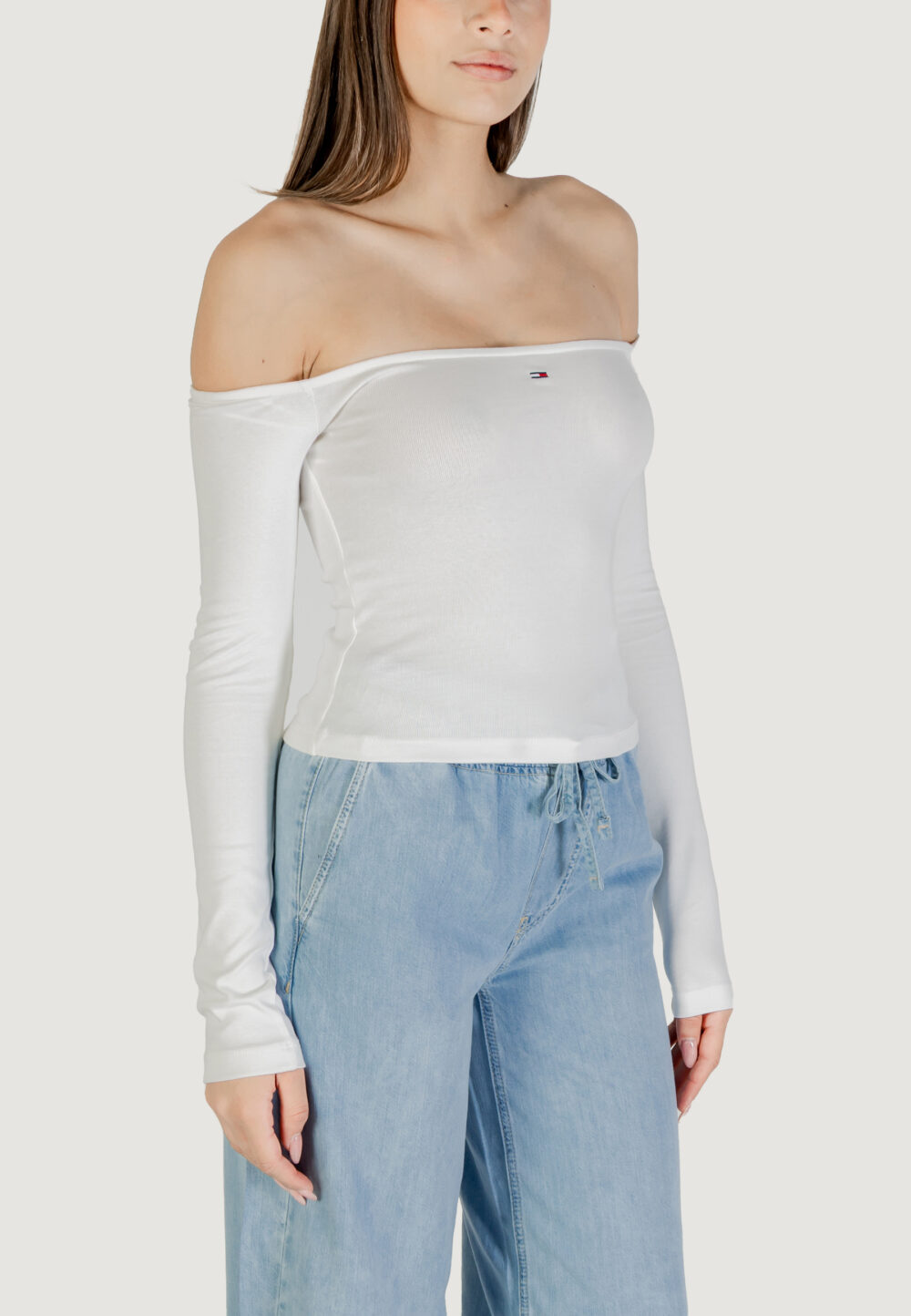 T-shirt manica lunga Tommy Hilfiger Jeans TJW SLIM ESSENTIAL B Panna - Foto 3
