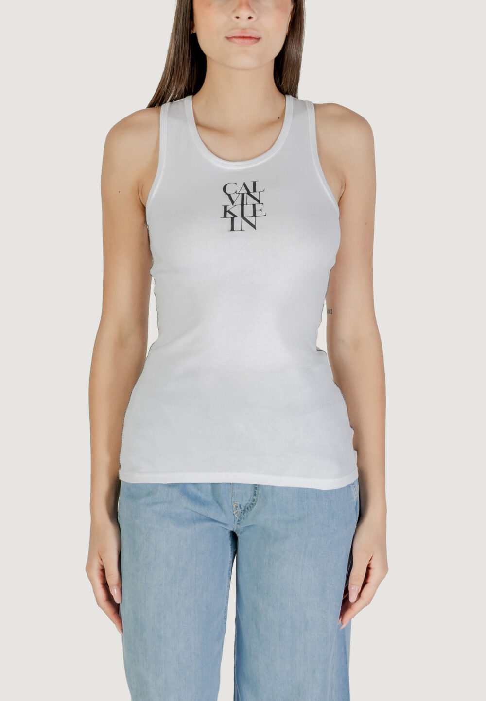 Top Calvin Klein Jeans SL COTTON RIB SOLID Bianco - Foto 5