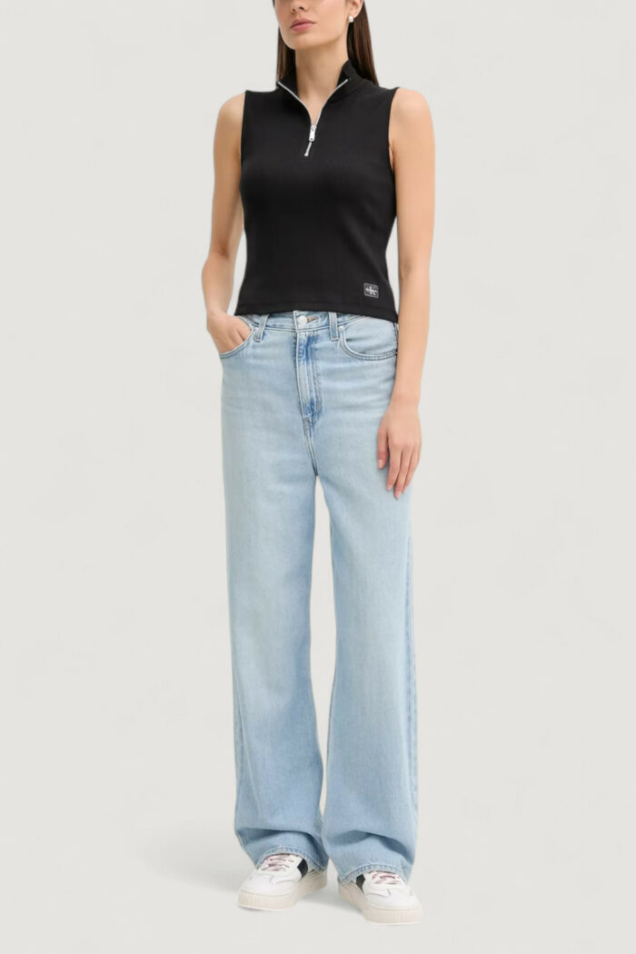 Top Calvin Klein A- WOVEN LABEL SL QZ Nero – LV047C909G