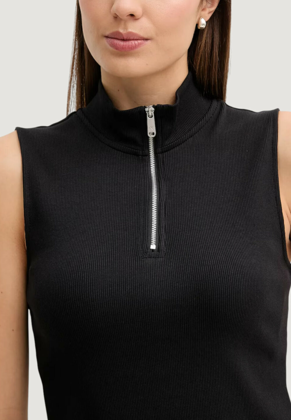 Top Calvin Klein Jeans A- WOVEN LABEL SL QZ Nero - Foto 3