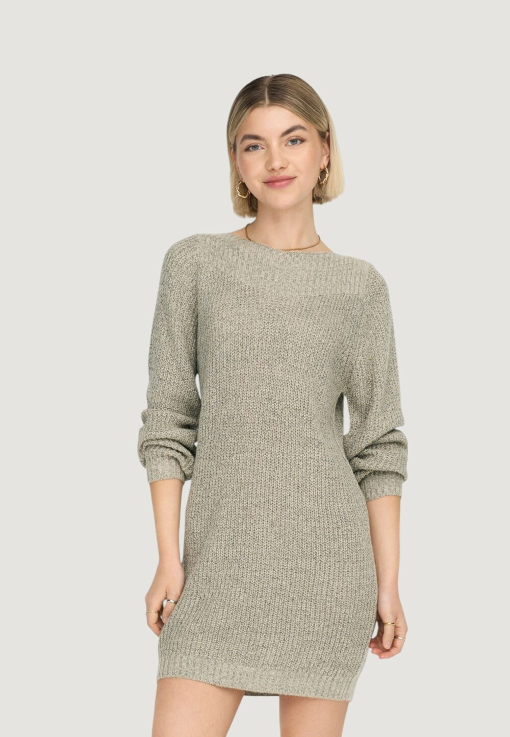 Vestito midi Jacqueline de Yong JDYWHITNEY MEGAN L/S BOAT DRESS KNT NOOS Beige - Foto 3
