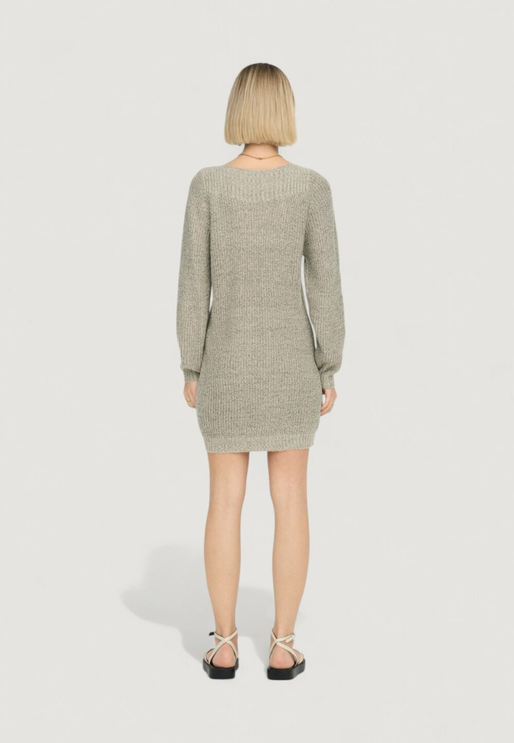 Vestito midi Jacqueline de Yong JDYWHITNEY MEGAN L/S BOAT DRESS KNT NOOS Beige - Foto 4