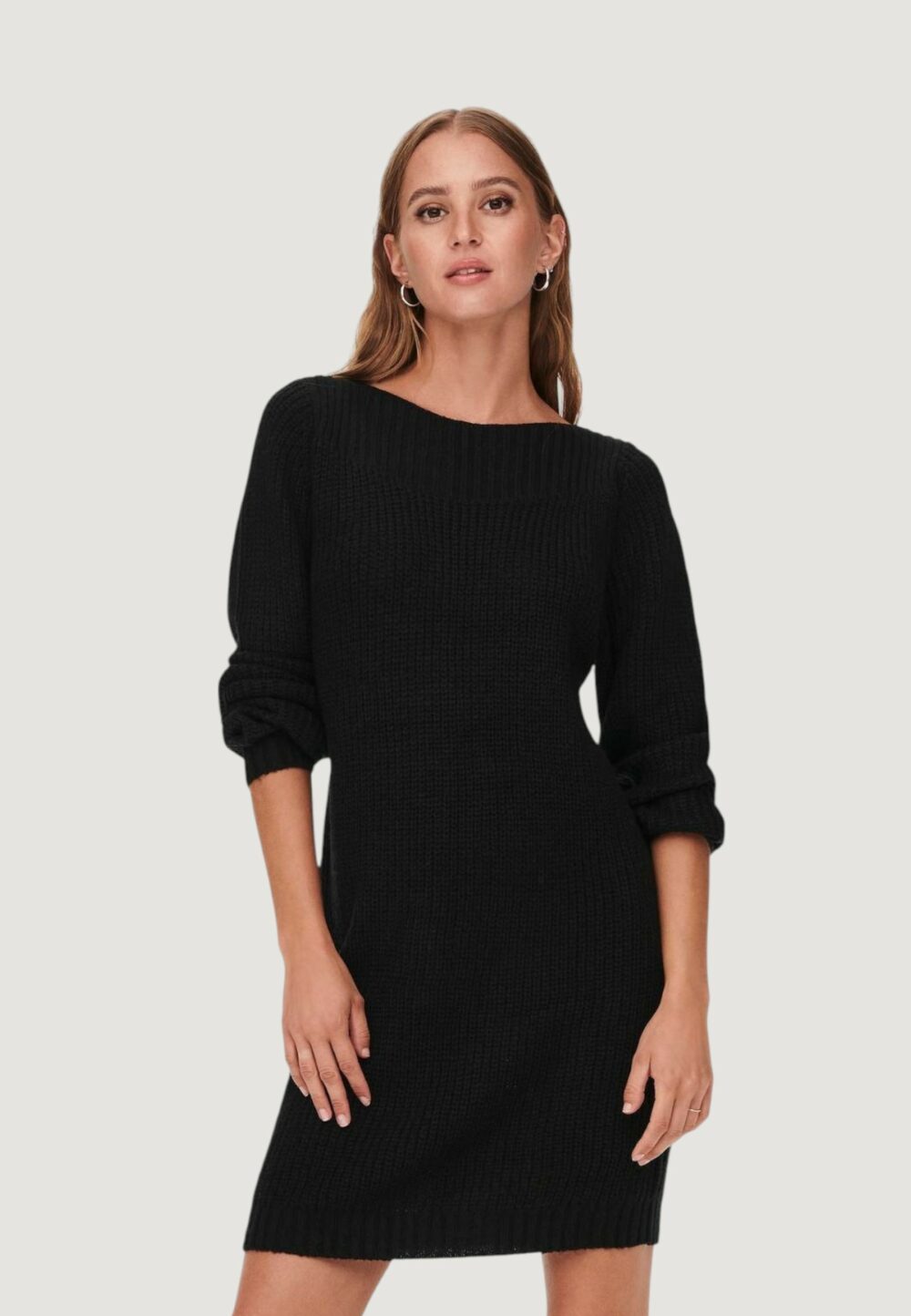 Vestito midi Jacqueline de Yong JDYWHITNEY MEGAN L/S BOAT DRESS KNT NOOS Nero - Foto 2