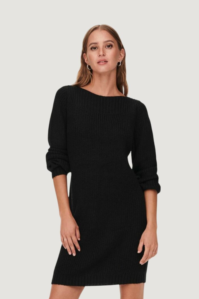 Vestito midi Jacqueline De Yong JDYWHITNEY MEGAN L/S BOAT DRESS KNT NOOS Nero