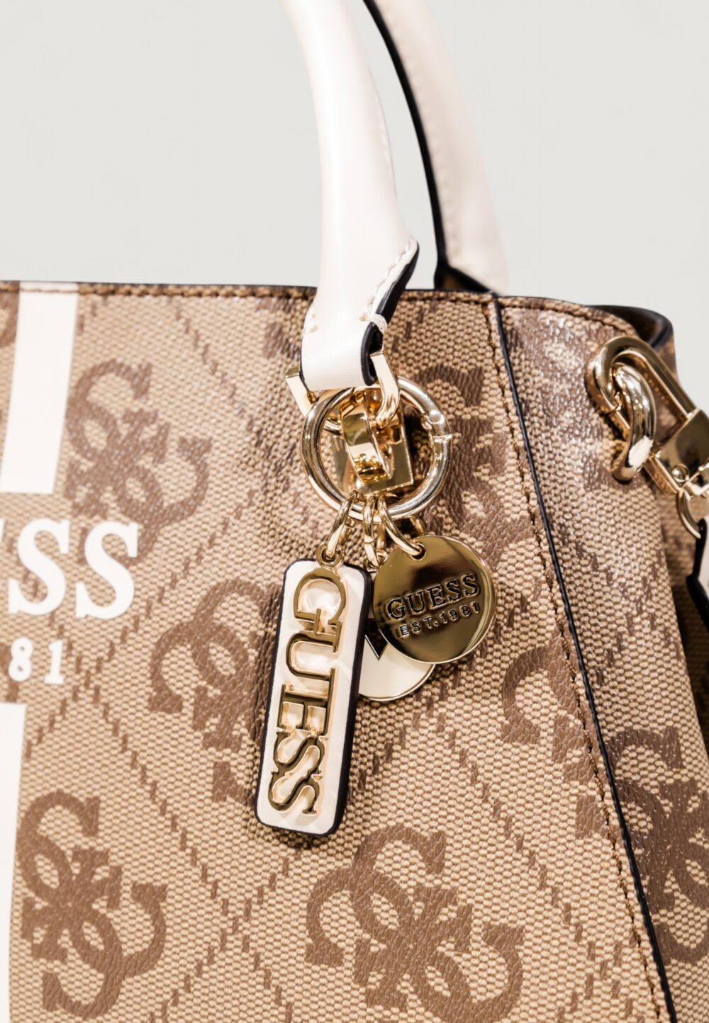 Borsa Guess NOELLE II LUXURY SATCHEL Beige - Foto 5