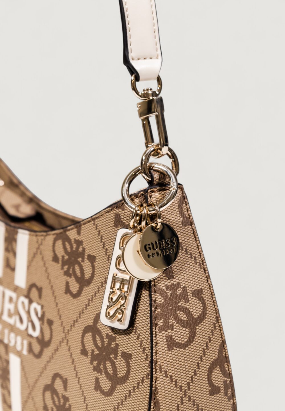 Borsa Guess NOELLE II TOP ZIP SHOULDER BAG Beige - Foto 4