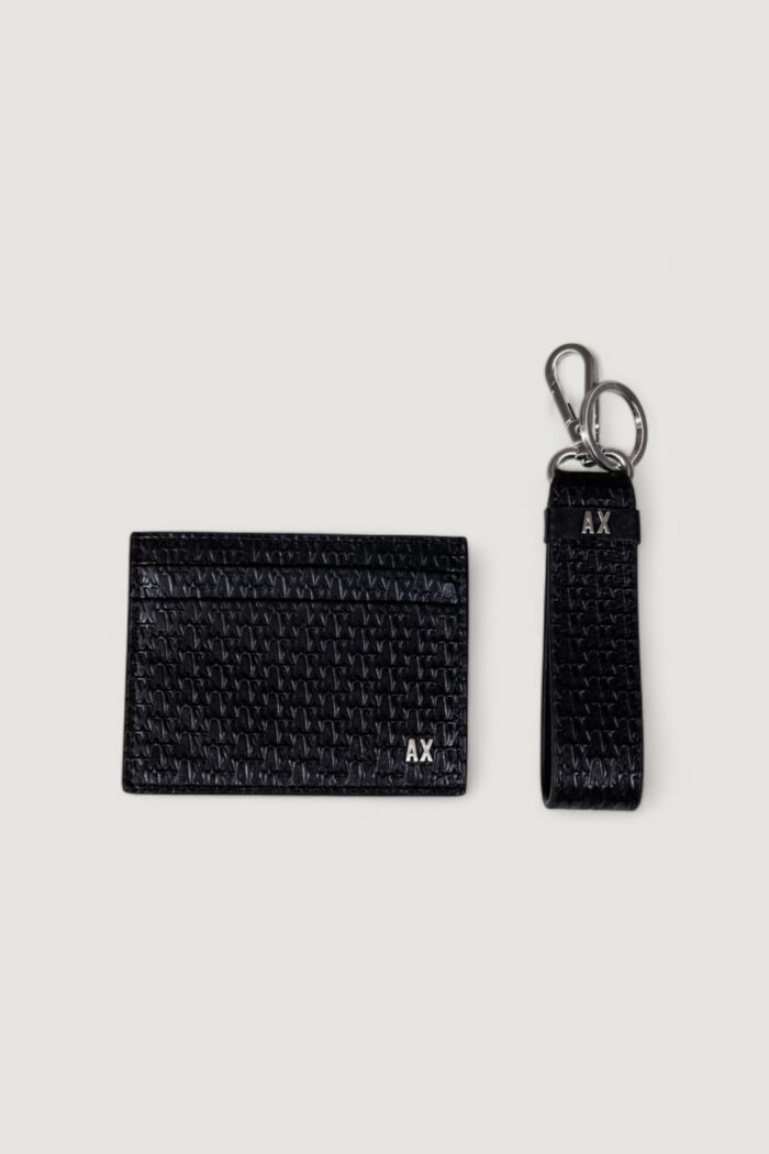 Box portafoglio + accessorio Armani Exchange SMALL LEATHER GOODS SET Nero – 958539 4R847