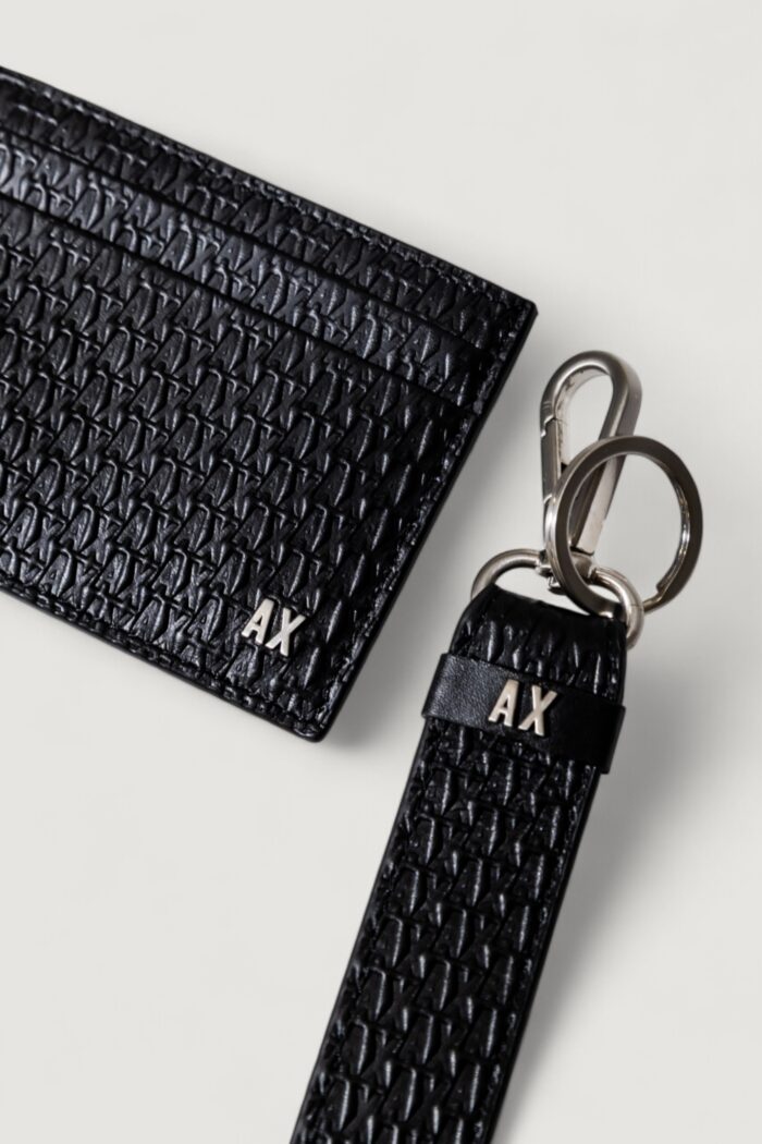 Box portafoglio + accessorio Armani Exchange SMALL LEATHER GOODS SET Nero – 958539 4R847