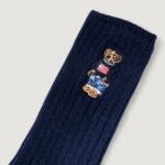Calzini Lunghi Ralph Lauren EMBRDRD BR C-CREW SOCK-SINGLE Blue scuro - Foto 3