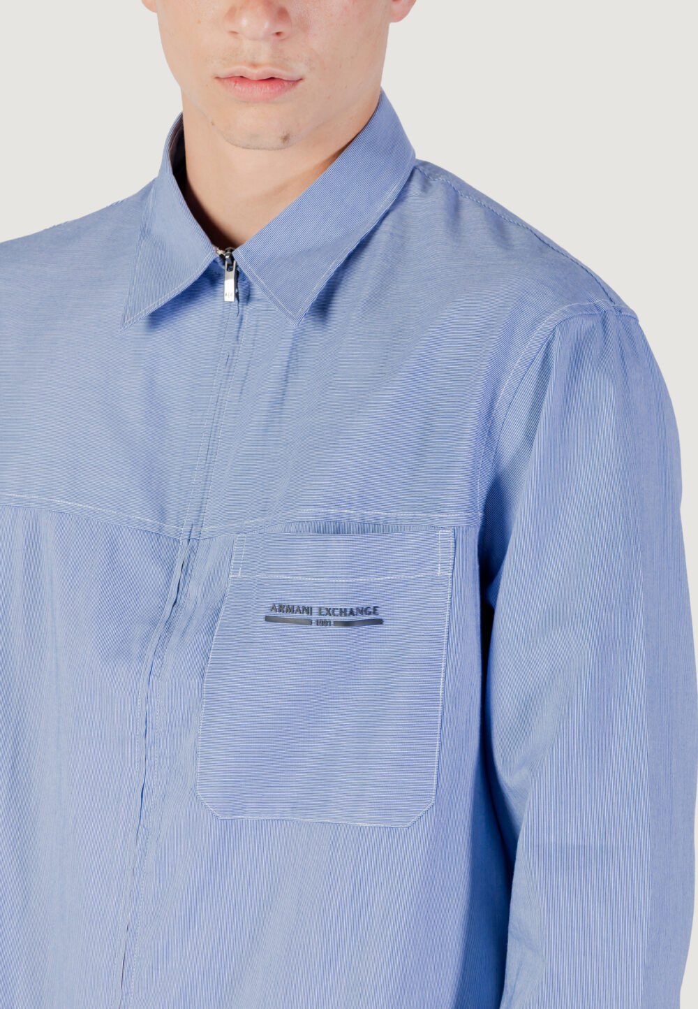 Camicia manica lunga Armani Exchange  Blu - Bianco - Foto 2