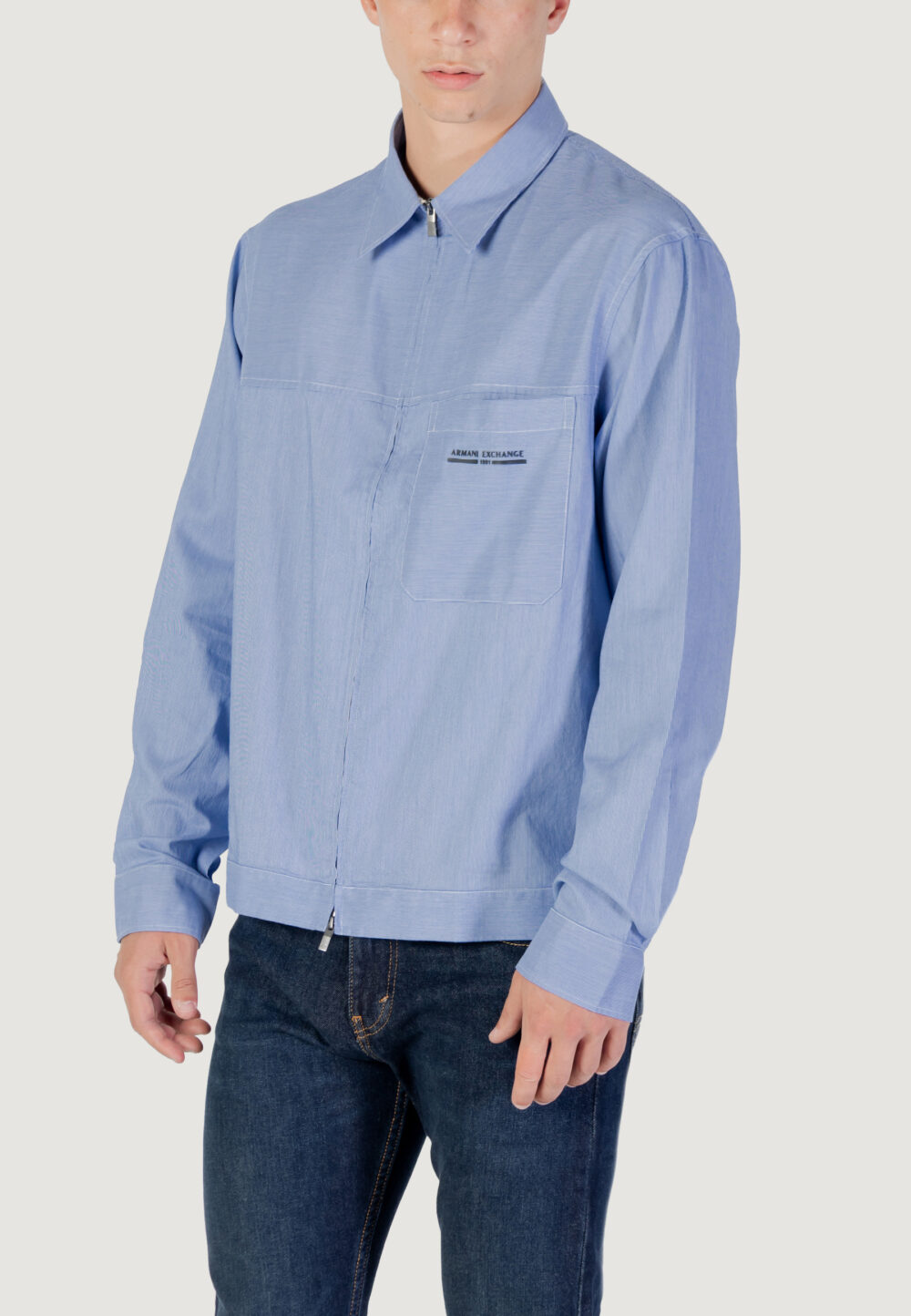 Camicia manica lunga Armani Exchange  Blu - Bianco - Foto 4