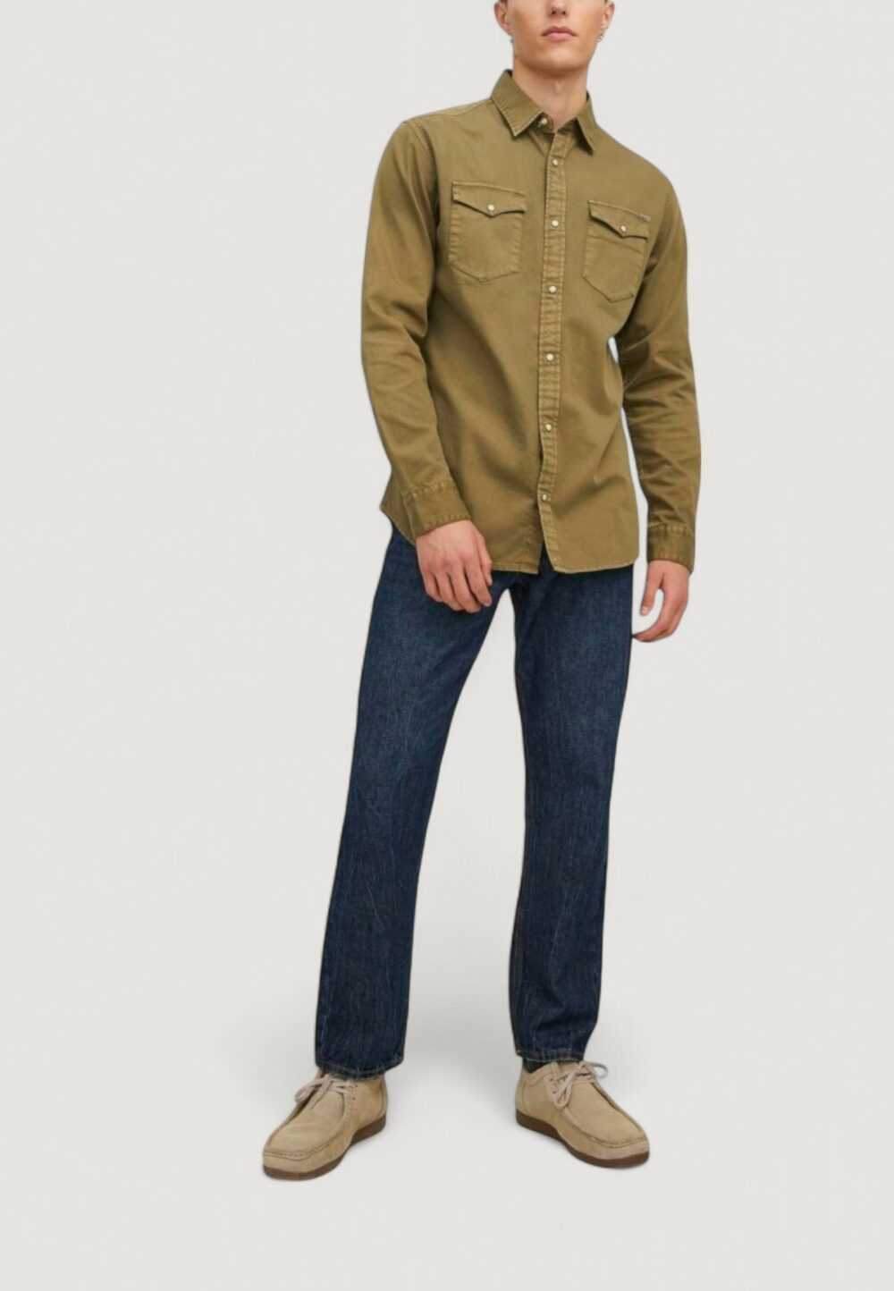 Camicia manica lunga Jack Jones JJESHERIDAN L/S NOOS Verde Scuro - Foto 3