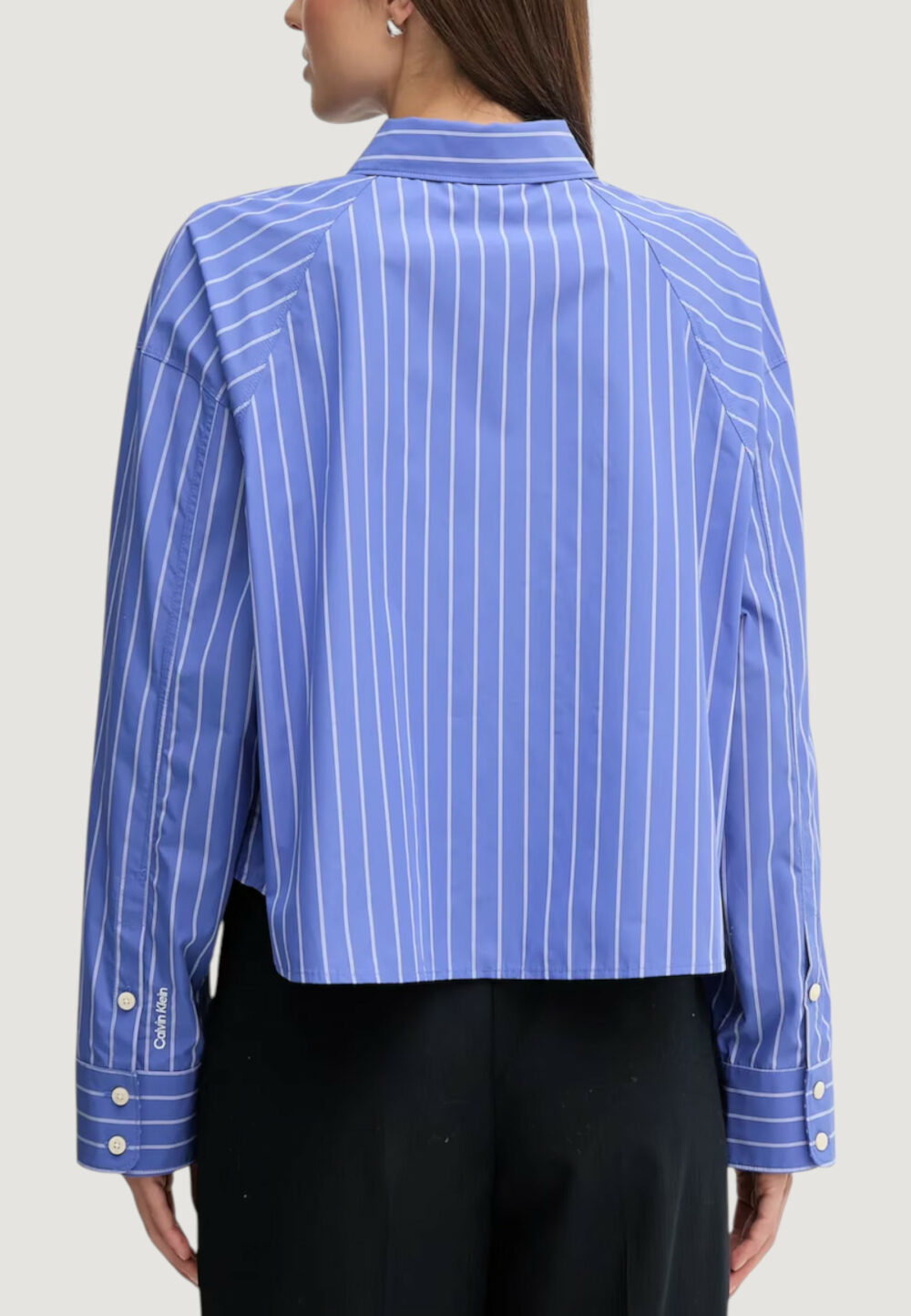 Camicia manica lunga Calvin Klein Jeans YD STRIPE BOXY CROPP Azzurro - Foto 4