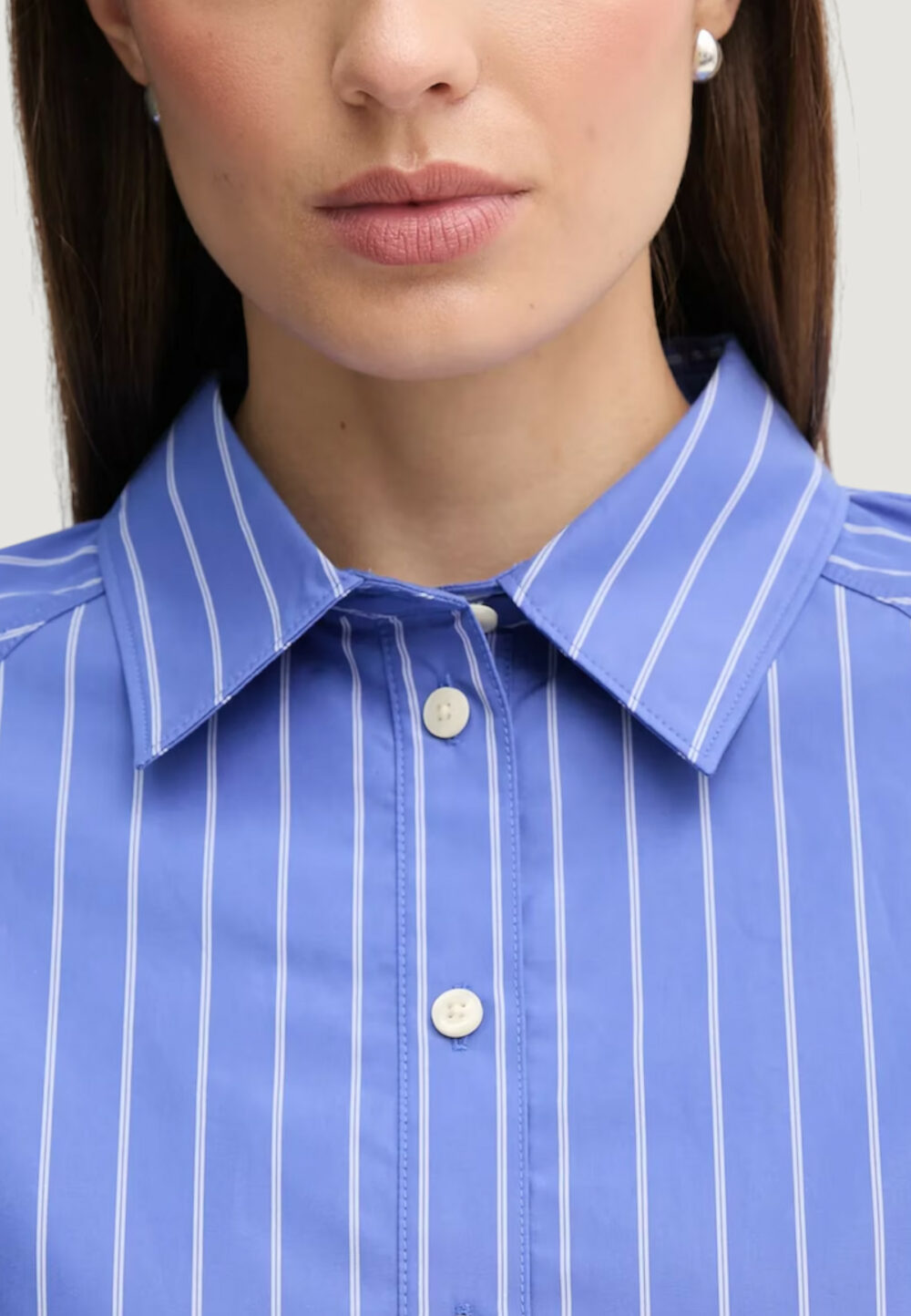 Camicia manica lunga Calvin Klein Jeans YD STRIPE BOXY CROPP Azzurro - Foto 3