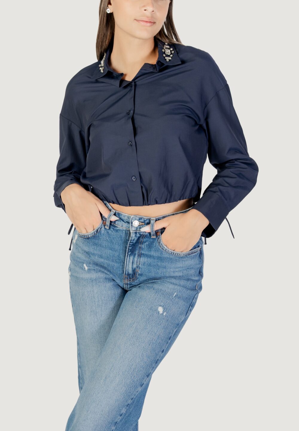Camicia manica lunga Only ONLRIA LIFE LS EMBELIS BALLOON SHIRT WVN Blu - Foto 1