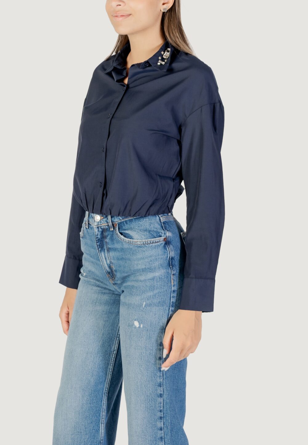 Camicia manica lunga Only ONLRIA LIFE LS EMBELIS BALLOON SHIRT WVN Blu - Foto 2