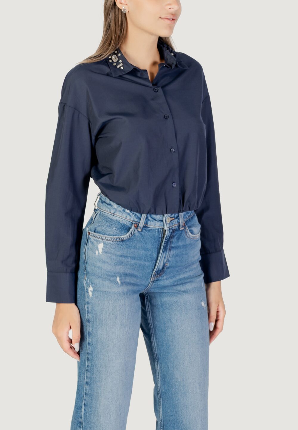 Camicia manica lunga Only ONLRIA LIFE LS EMBELIS BALLOON SHIRT WVN Blu - Foto 3