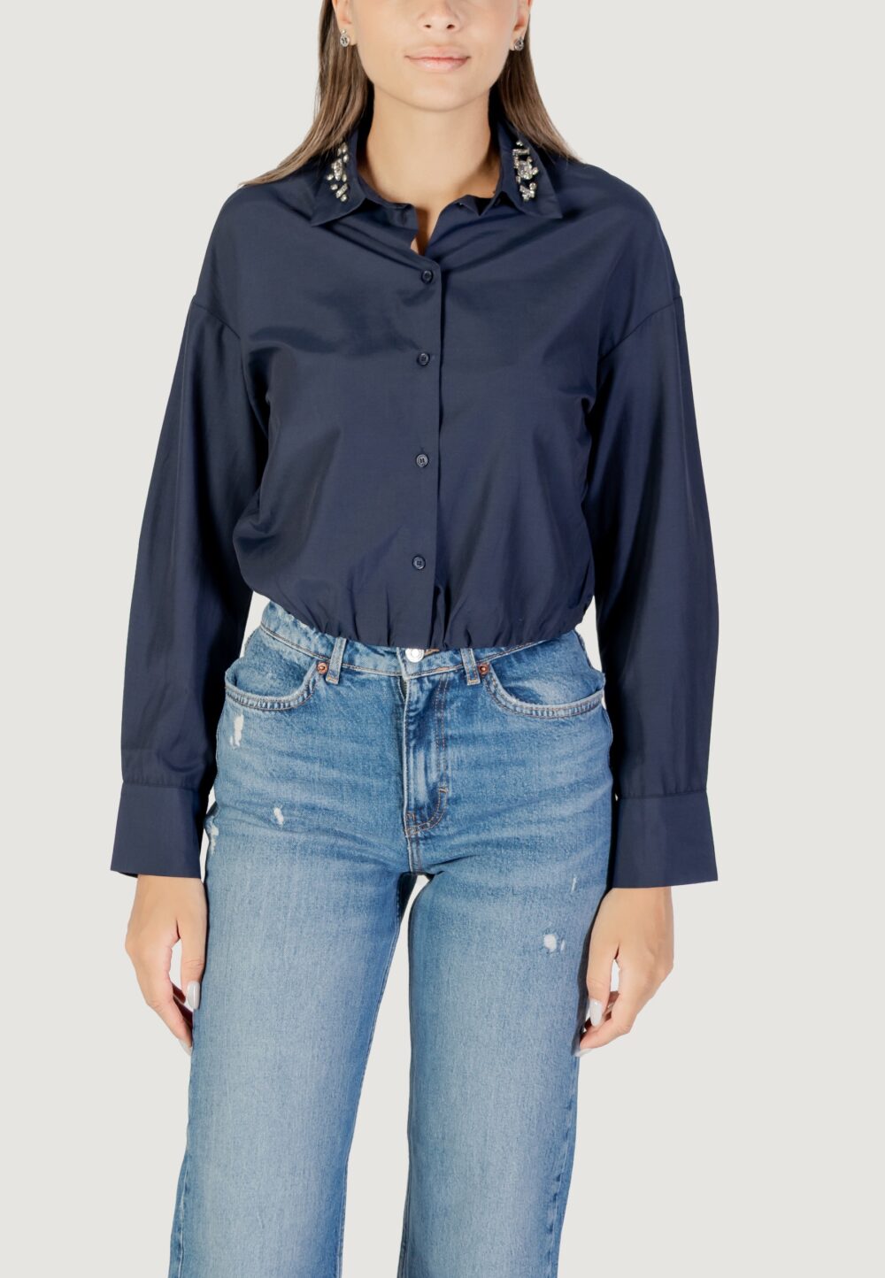 Camicia manica lunga Only ONLRIA LIFE LS EMBELIS BALLOON SHIRT WVN Blu - Foto 5