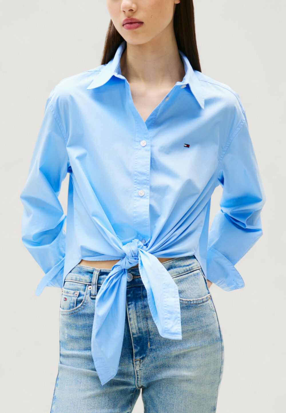 Camicia manica lunga Tommy Hilfiger Jeans TJW LS TIE FRONT SHI Blu Chiaro - Foto 1