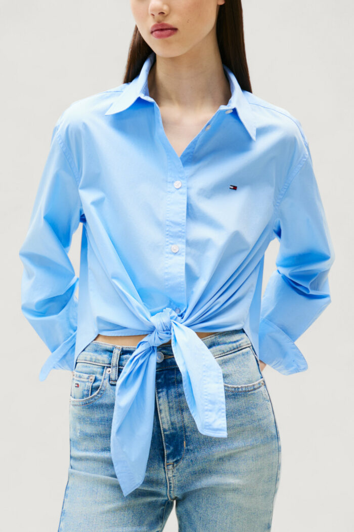 Camicia manica lunga Tommy Hilfiger TJW LS TIE FRONT SHI Blu Chiaro – DW0DW20990