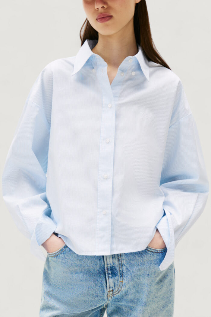 Camicia manica lunga Tommy Hilfiger TJW REG CROP STRIPE Blu Chiaro – DW0DW21400