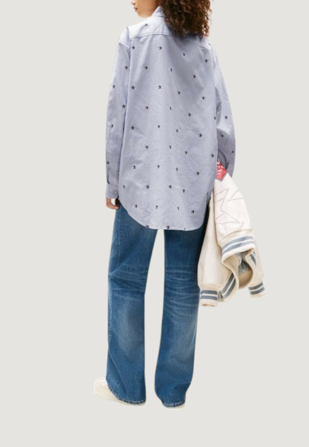 Camicia manica lunga Tommy Hilfiger Jeans TOMMY GIRL EMBROIDER Blu Chiaro - Foto 3