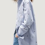 Camicia manica lunga Tommy Hilfiger Jeans TOMMY GIRL EMBROIDER Blu Chiaro - Foto 4