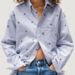 Camicia manica lunga Tommy Hilfiger Jeans TOMMY GIRL EMBROIDER Blu Chiaro - Foto 2