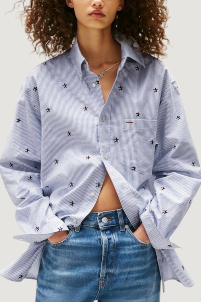 Camicia manica lunga Tommy Hilfiger TOMMY GIRL EMBROIDER Blu Chiaro