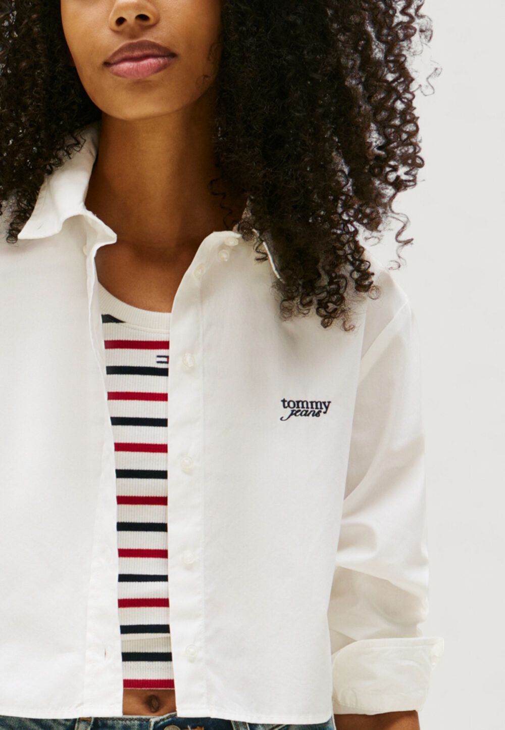 Camicia manica lunga Tommy Hilfiger Jeans TJW REG CROP STRIPE Panna - Foto 2