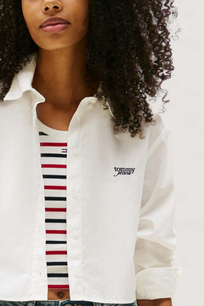 Camicia manica lunga Tommy Hilfiger TJW REG CROP STRIPE Panna – DW0DW21400