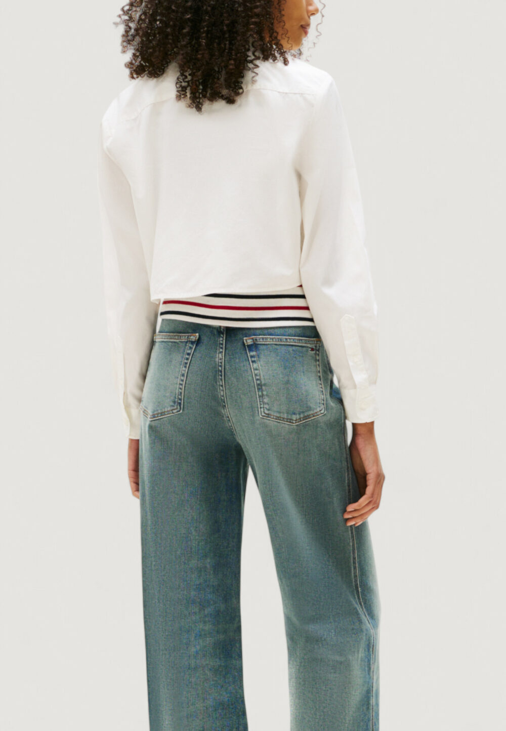 Camicia manica lunga Tommy Hilfiger Jeans TJW REG CROP STRIPE Panna - Foto 4