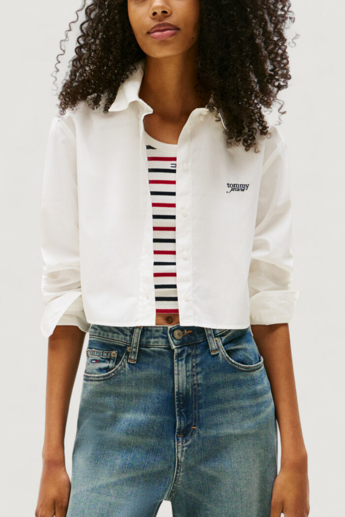 Camicia manica lunga Tommy Hilfiger TJW REG CROP STRIPE Panna – DW0DW21400