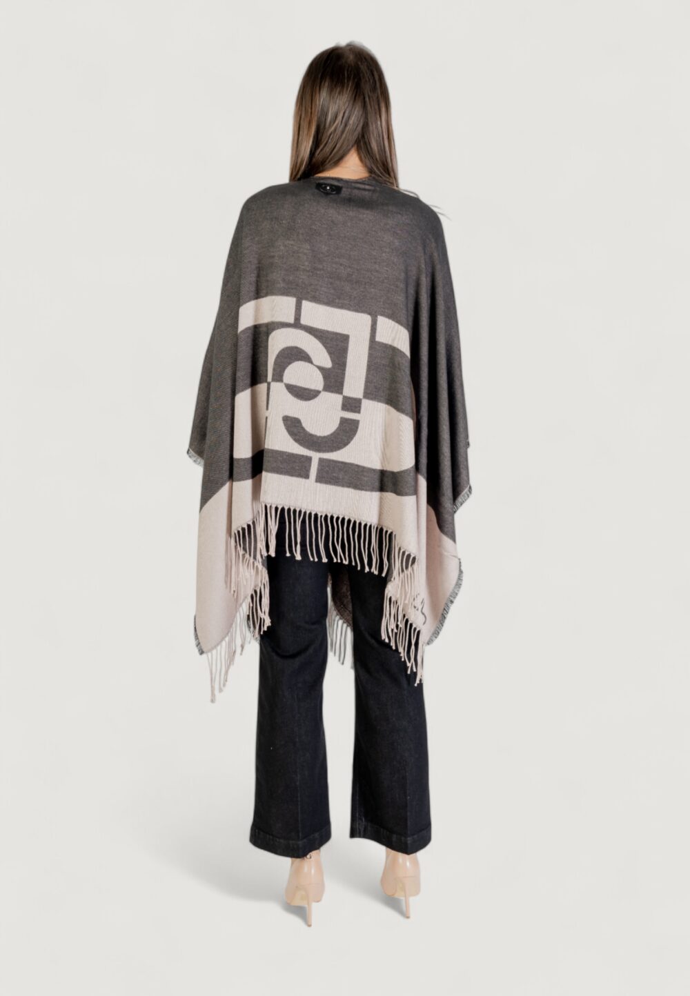 Mantella Liu-Jo PONCHO OVAL MONOGRAM Nero - Foto 5