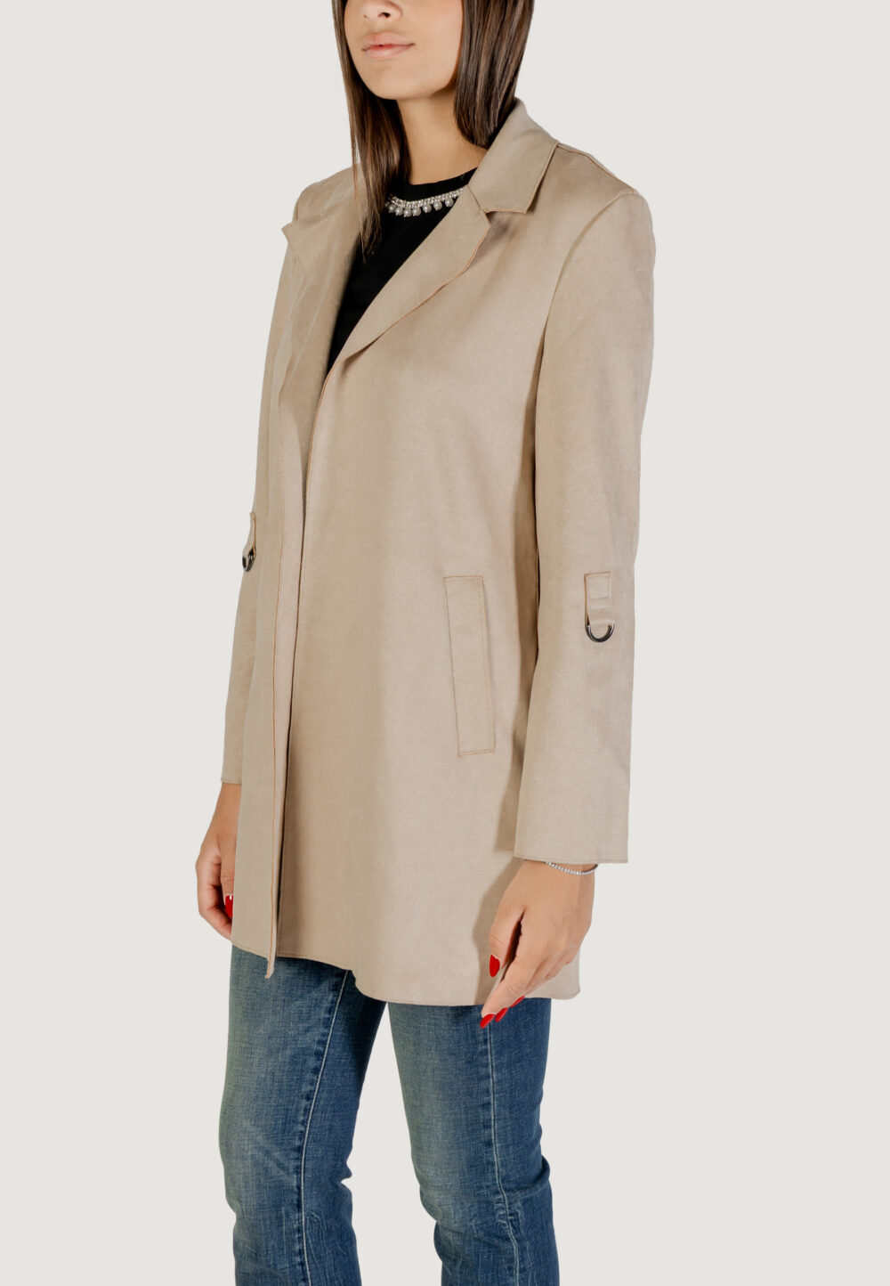 Cappotto Only ONLJOLINE FAUX SUEDE COAT LIFE CC OTW Beige chiaro - Foto 2