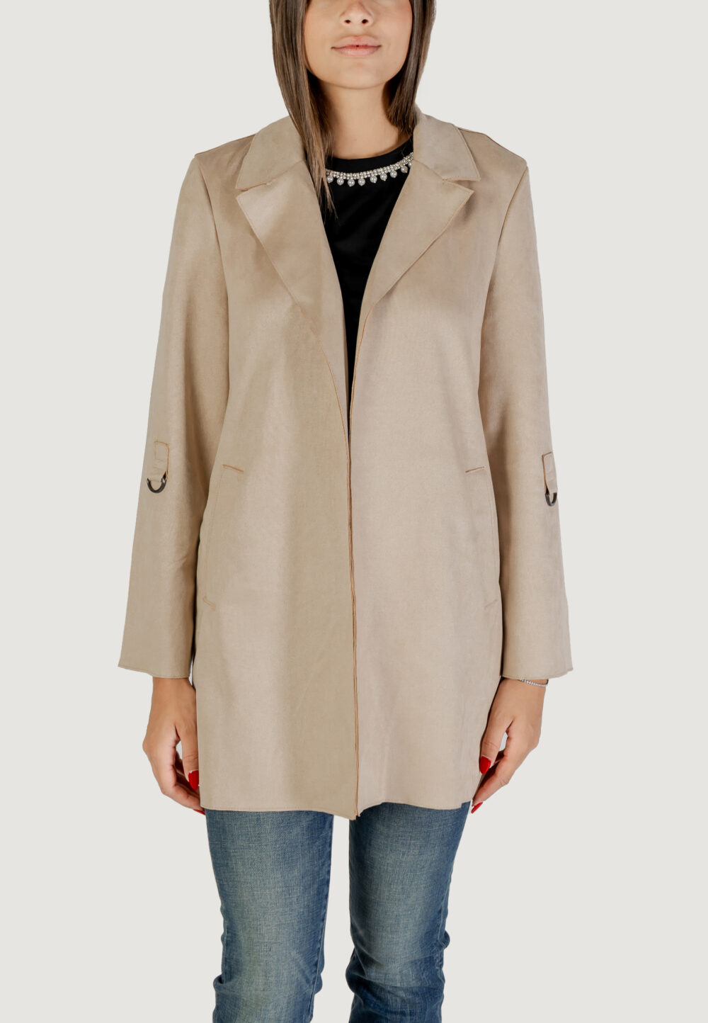 Cappotto Only ONLJOLINE FAUX SUEDE COAT LIFE CC OTW Beige chiaro - Foto 5
