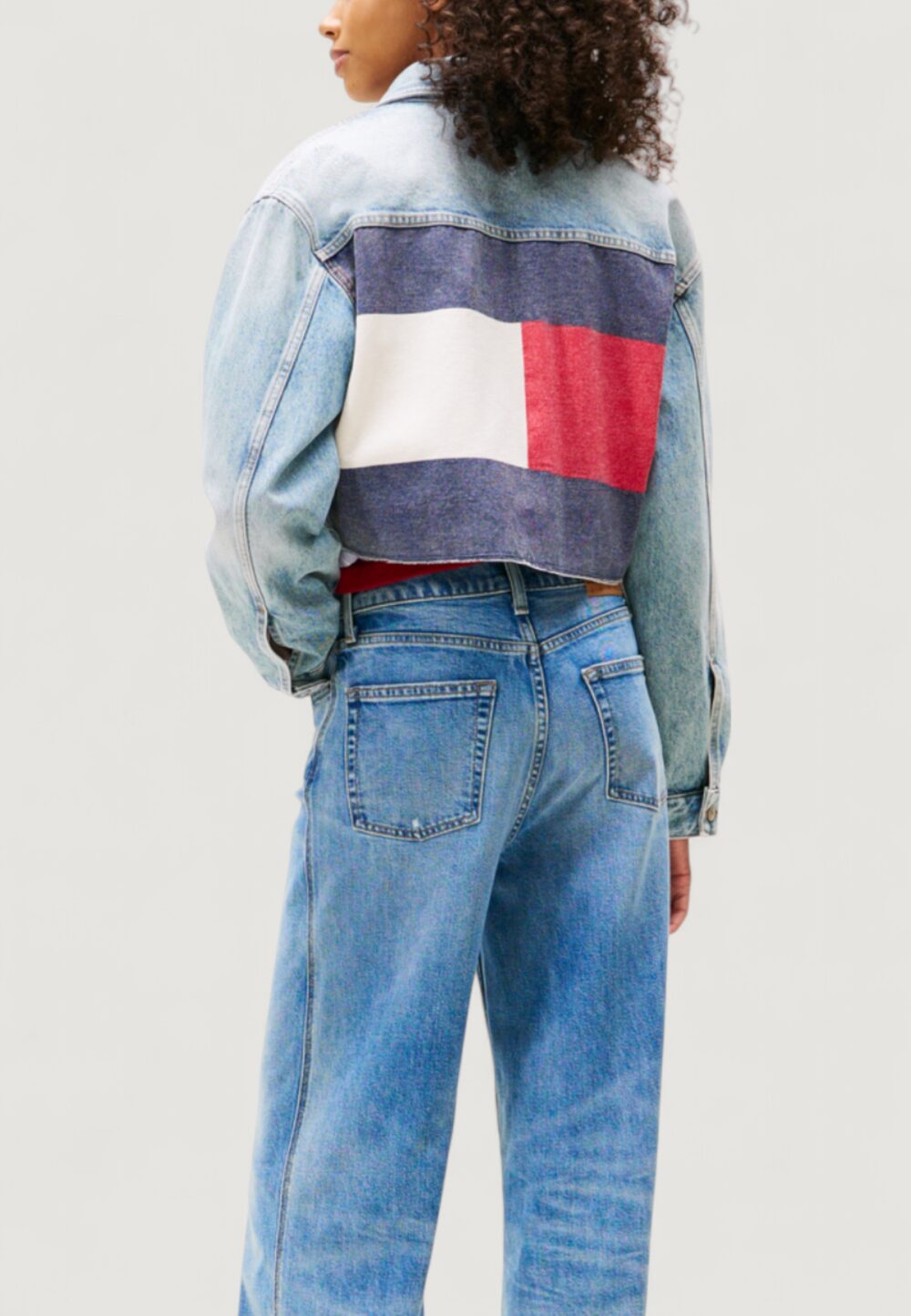 Giacchetto Tommy Hilfiger Jeans CROPPD TRCKR JKT RWB Blue Denim Chiaro - Foto 2