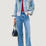 Giacchetto Tommy Hilfiger Jeans CROPPD TRCKR JKT RWB Blue Denim Chiaro - Foto 3