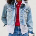 Giacchetto Tommy Hilfiger Jeans CROPPD TRCKR JKT RWB Blue Denim Chiaro - Foto 4