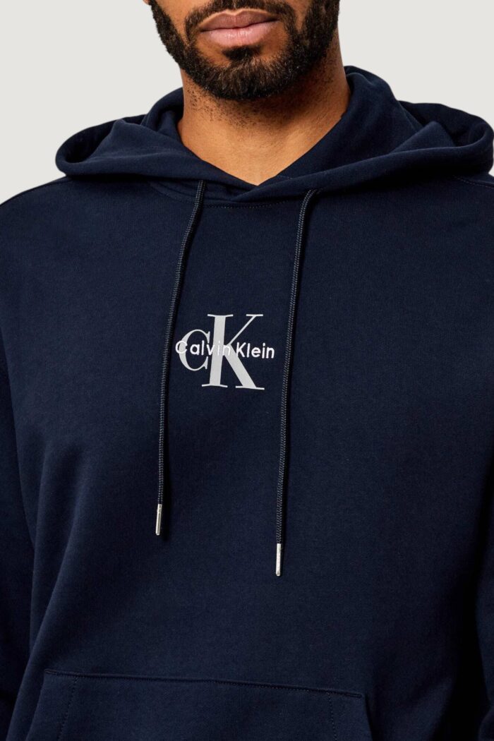 Felpa con cappuccio Calvin Klein LS EU 350TERRY MICRO MONOLOGO HO Blue scuro – LV04RD243G