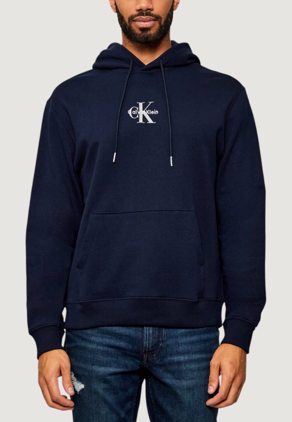 Felpa con cappuccio Calvin Klein Jeans LS EU 350TERRY MICRO MONOLOGO HO Blue scuro - Foto 1