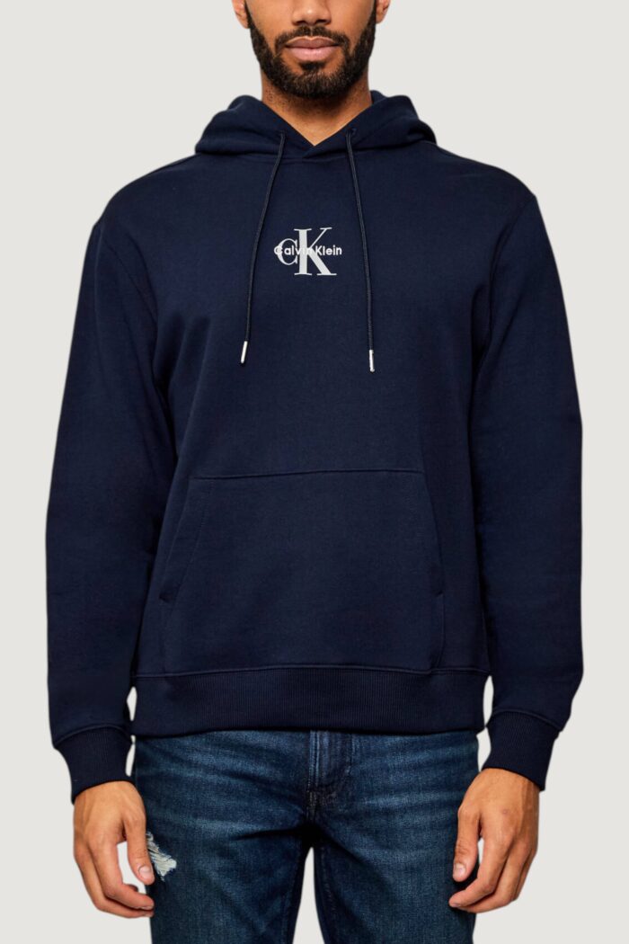 Felpa con cappuccio Calvin Klein LS EU 350TERRY MICRO MONOLOGO HO Blue scuro – LV04RD243G